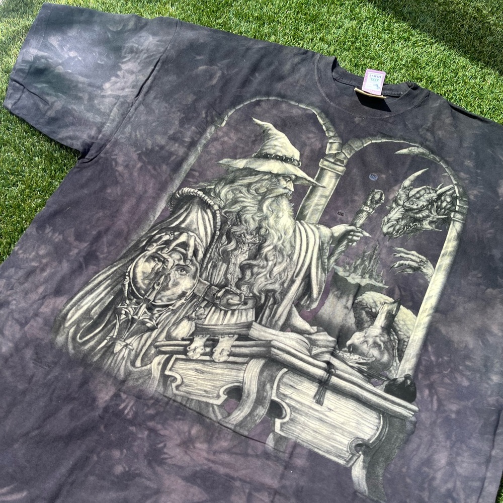VTG 00’s / Y2K Deadstock The Mountain Dragon Wizard Black Dyed Tee - Picture 3 of 5